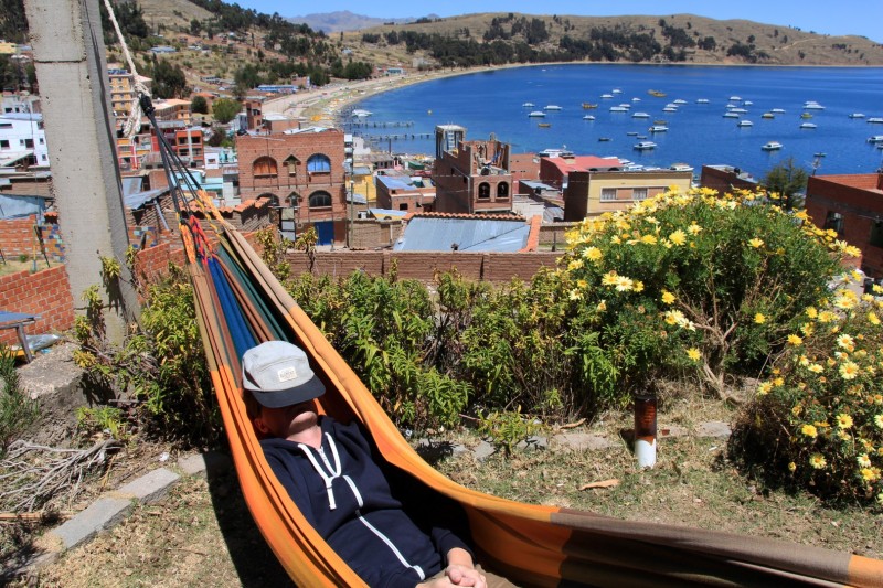 Chillen in Copacabana, ein kleines Doerfchen am Titicacasee.